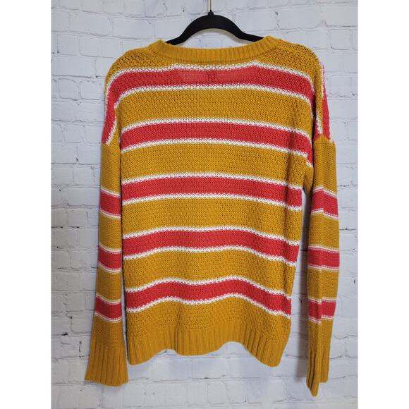 Rue 21 knit pullover sweater with stripes. Tie strings at the neck/collar. Med - Picture 2 of 4
